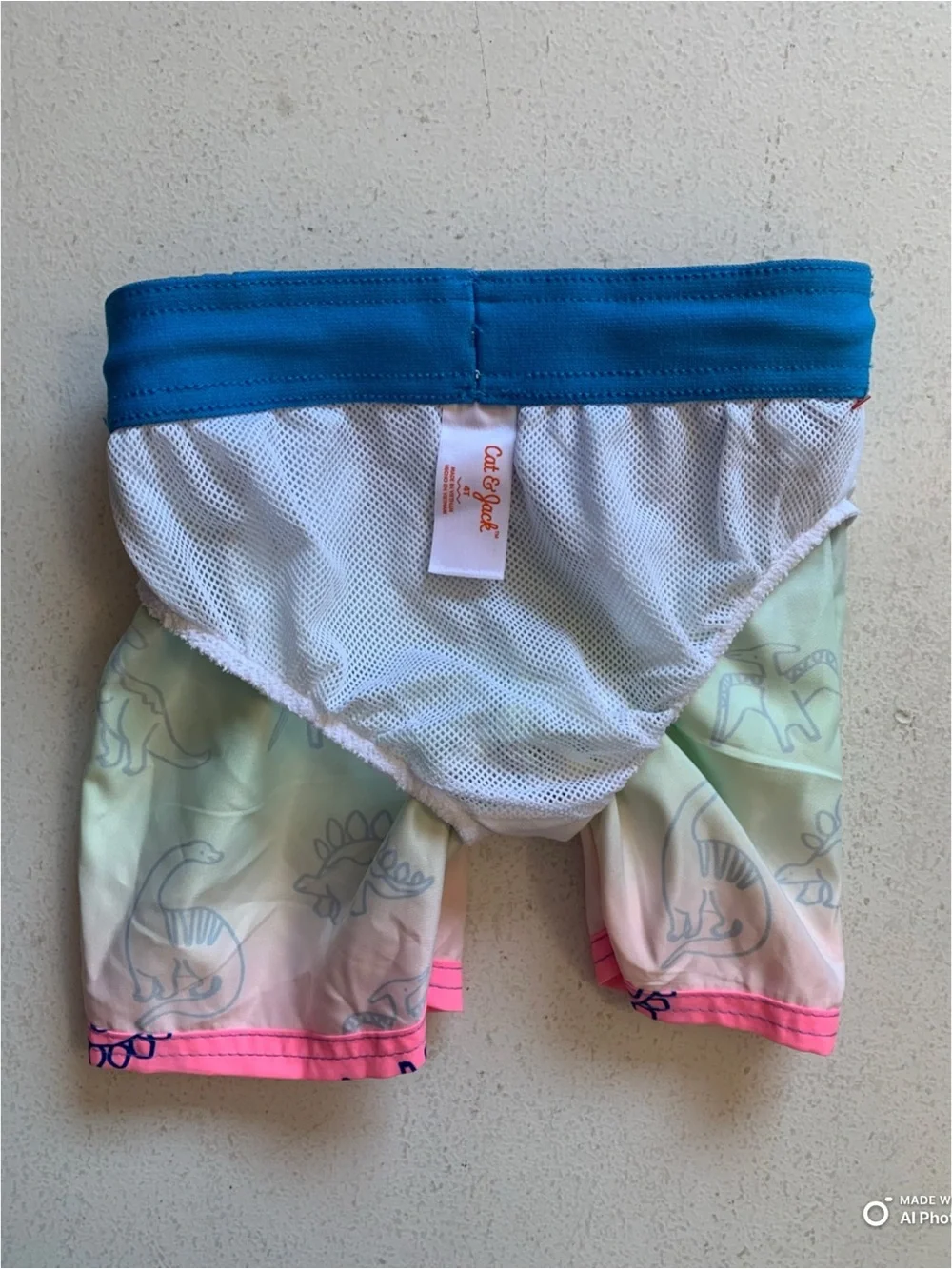 Cat & Jack Dinosaur Print Swim Trunks Swimsuit Boys Size 4T NWT Blue Green Pink